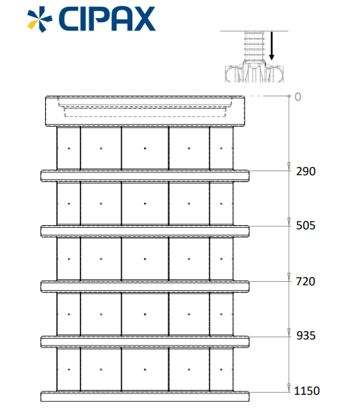 CIPAX FÖRHÖJNINGSHALS 290 - 1155 MM KAPBAR - Cipax