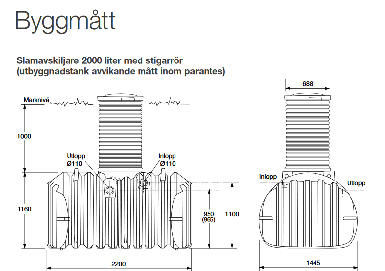 Pipelife Septic slamavskiljare 2 m³ - WC+BDT