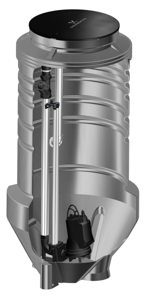 Grundfos PS.R villapumpstation utan pump, djup 2 m, brunn Ø 800/1000 mm - Grundfos