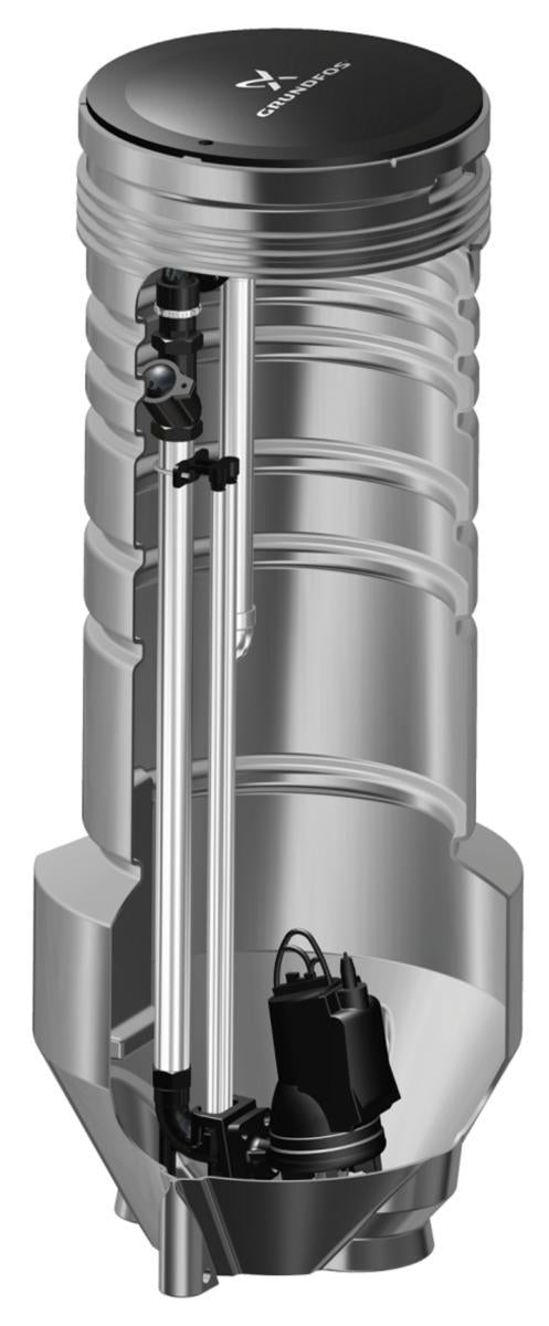 Grundfos PS.R villapumpstation utan pump, djup 2 m, brunn Ø 600/800 mm - Grundfos