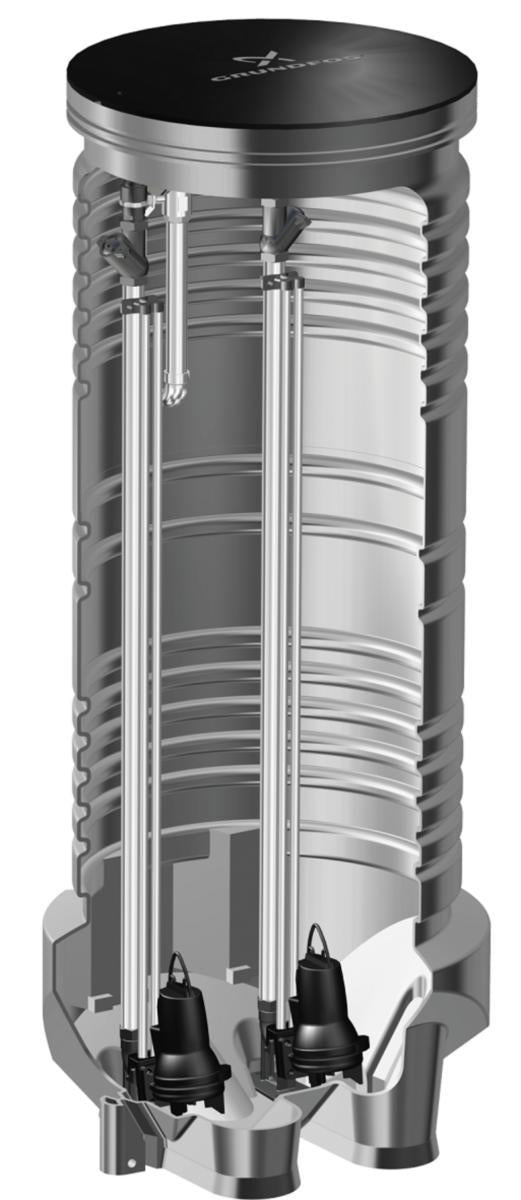 Grundfos PS.R villapumpstation utan pump, djup 2 m, brunn Ø 1000/1200 mm - Grundfos