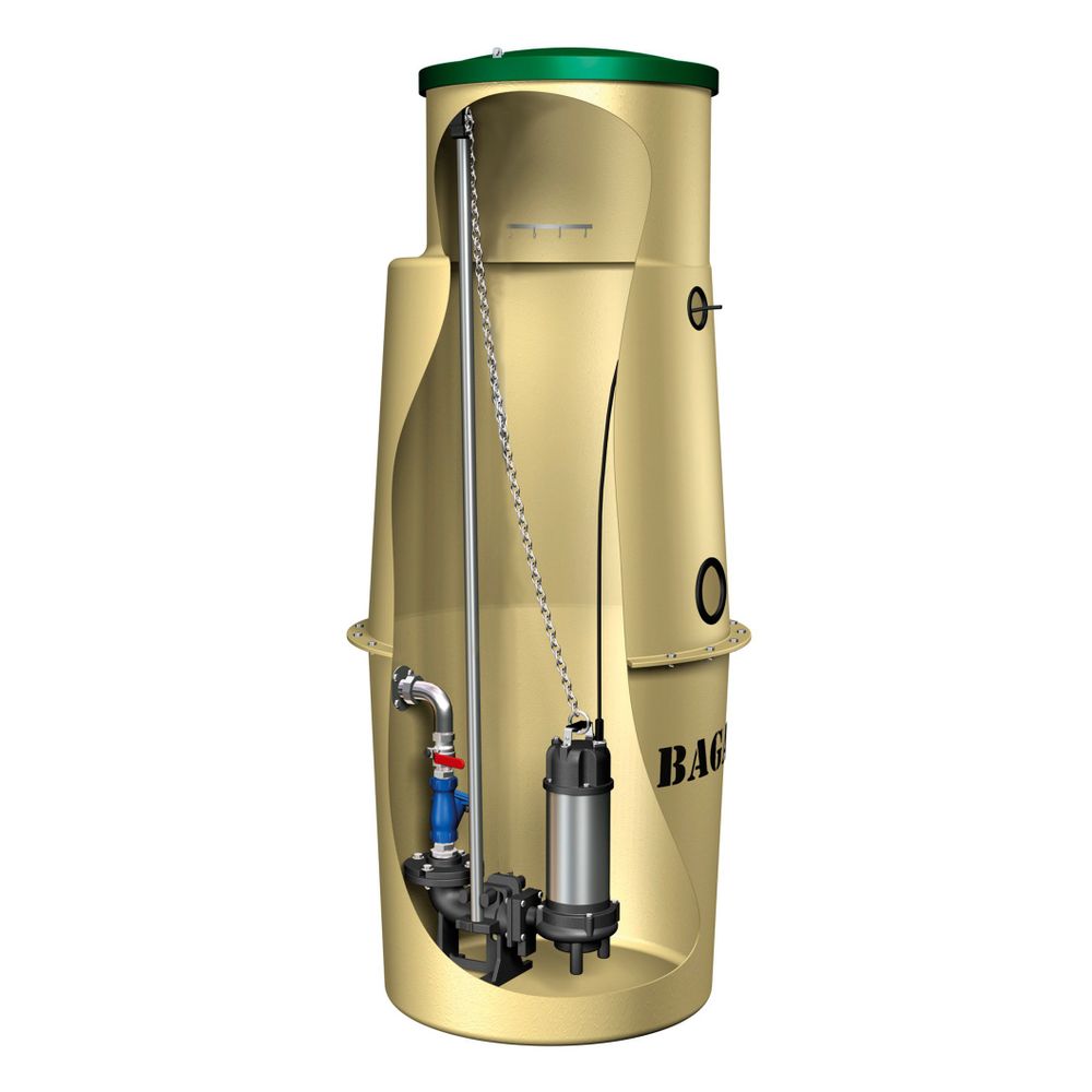 Baga Kompus 08 - 1 pumpstation med skärande GD - 20A 3 - fas pump, Ø 800 mm - Baga